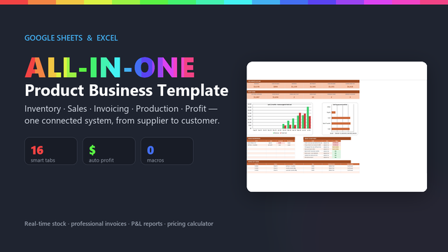 All-in-One Product Business Template (Google Sheets & Excel)